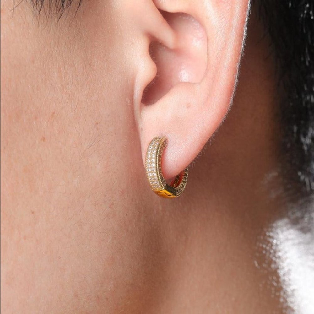 14K Gold 2ct Diamond Womens Small Hoop Earrings Ladies 14 K Silver Hoops Jewelry - Picture 3 of 8
